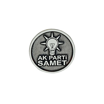 Gümüş Ak Parti Logolu İsimli Yaka Rozet - 3