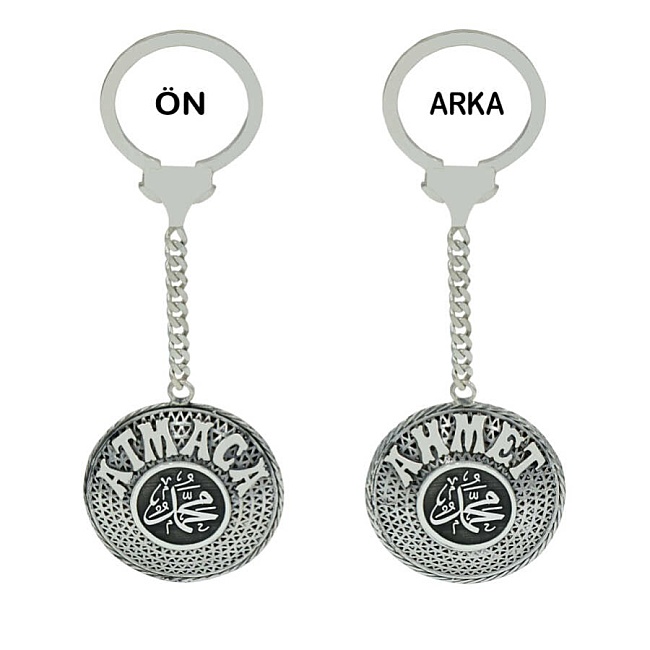 Gümüş Arapça Telkari İsimli Anahtarlık - 1