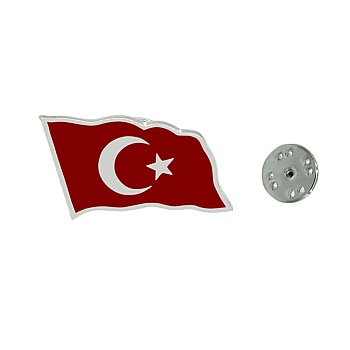 Gümüş Ay Yıldızlı Bayrak Rozet - 4