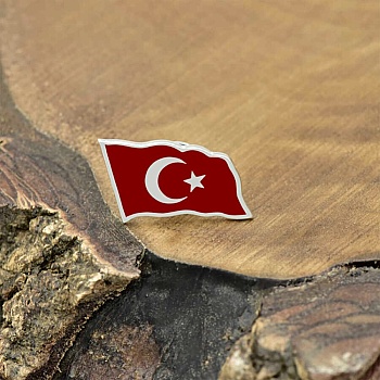 Gümüş Ay Yıldızlı Bayrak Rozet - 6