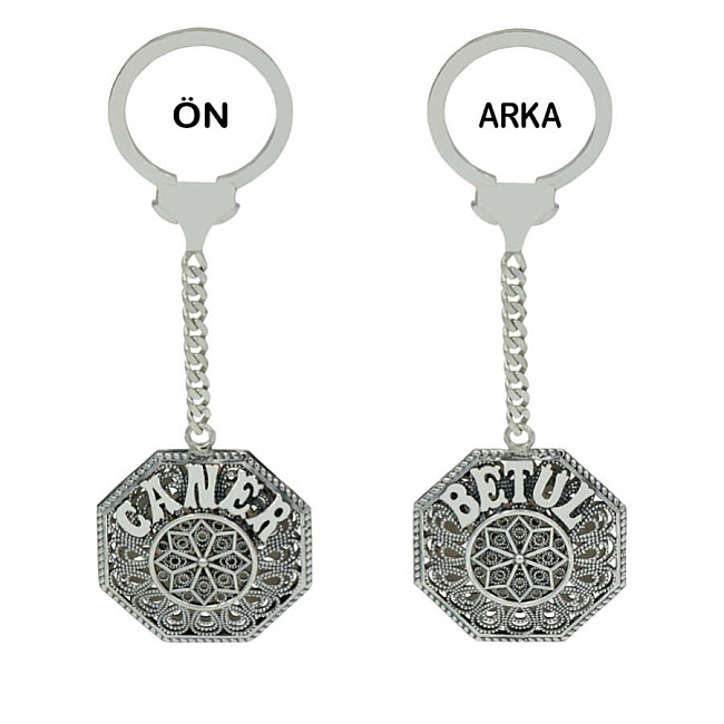 Gümüş İsimli Telkari İşlemeli Anahtarlık - 1