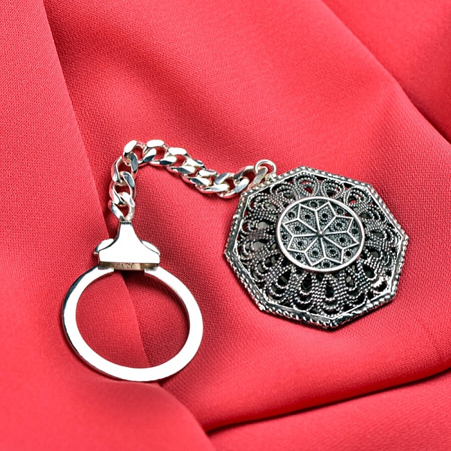 Gümüş İsimli Telkari İşlemeli Anahtarlık - 4