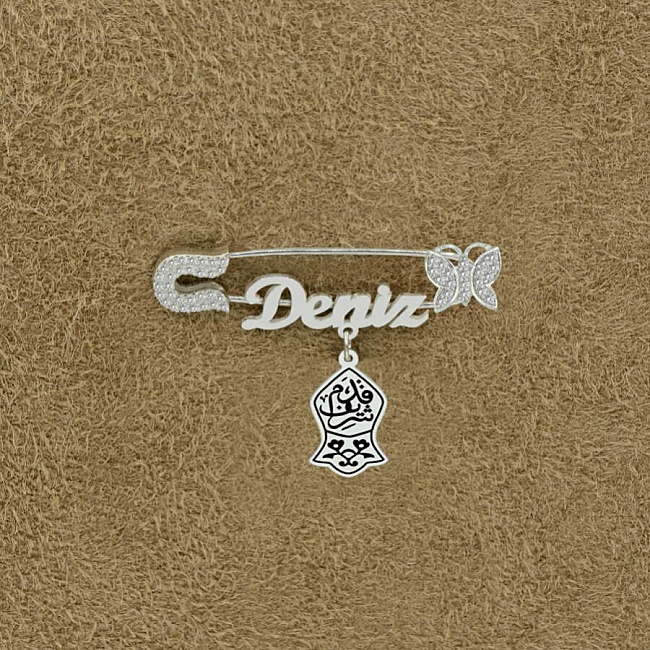 Gümüş Kelebekli İsimli Bebek İğnesi - 3