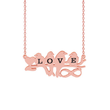 Gümüş Love Harfli Kolye - 7