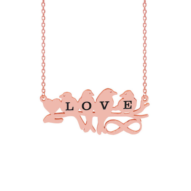 Gümüş Love Harfli Kolye - 7