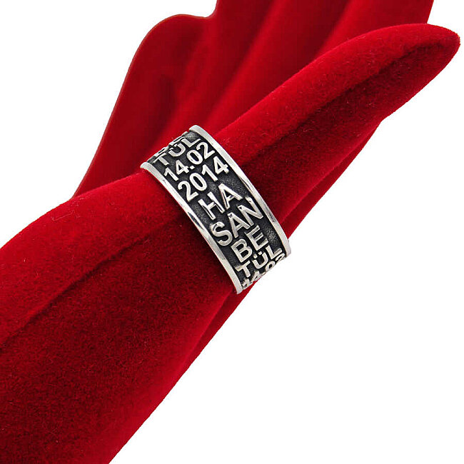 Gümüş Oymalı İsimli Tarihli Çift Alyans - 2