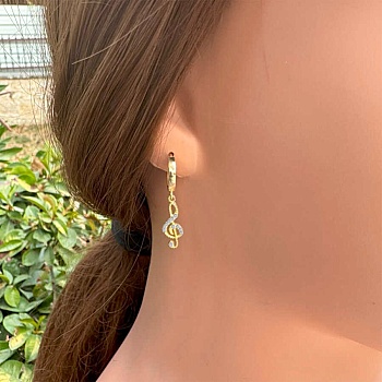 Gümüş Sol Anahtarı Sallantılı Küpe - 1